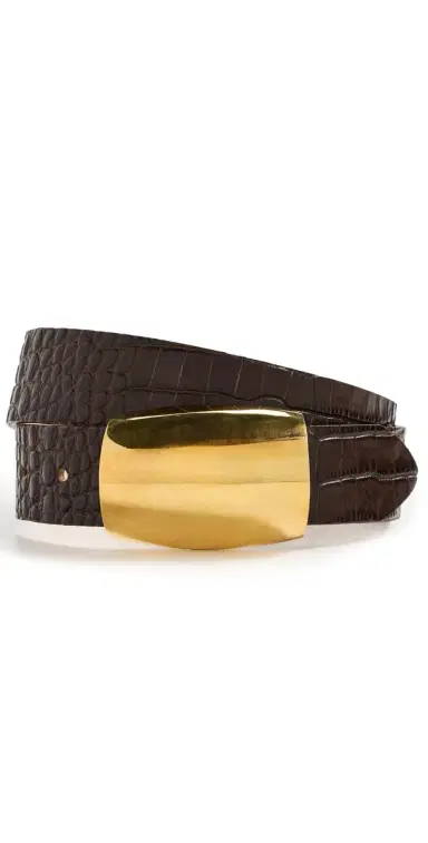 L'Agence Milou Domed Croc Embossed Belt Chocolate Croc Embossed | Thumbnail 1 L'Agence Milou Domed Croc Embossed Belt Chocolate Croc Embossed | Thumbnail 1