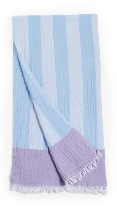 Hat Attack Stripe Turkish Towel Pale Blue/Cream/Lilac One Size | Thumbnail 5 Hat Attack Stripe Turkish Towel Pale Blue/Cream/Lilac One Size | Thumbnail 5
