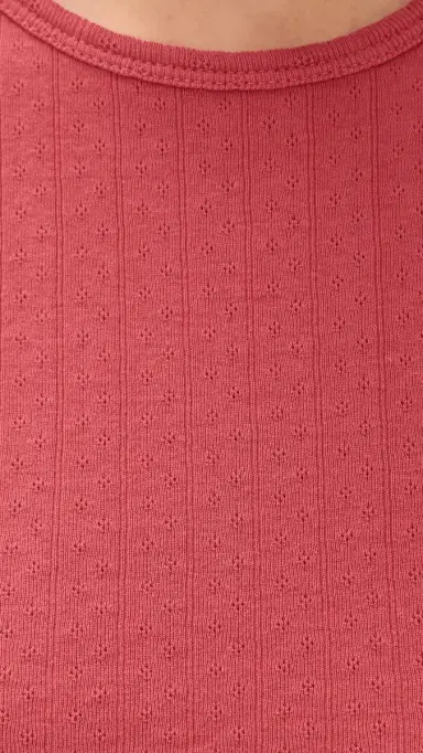 DONNI. The Pointelle Baby Tee Raspberry | Thumbnail 6 DONNI. The Pointelle Baby Tee Raspberry | Thumbnail 6