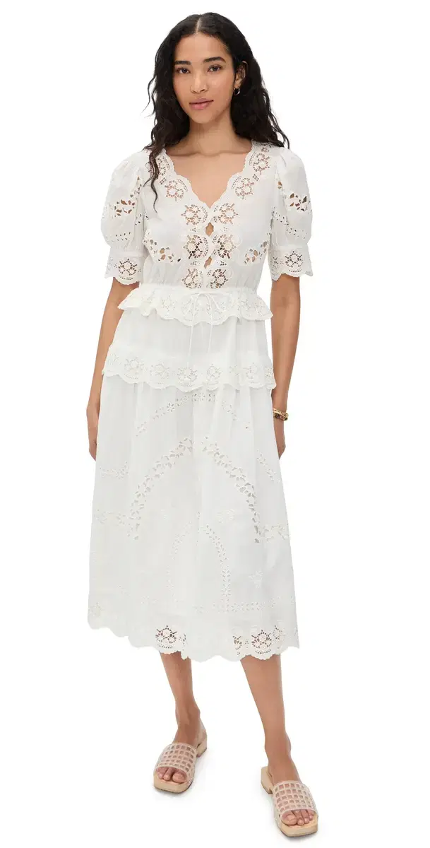 Sofia Embroidery Puff Sleeve Dress Cream Sofia Embroidery Puff Sleeve Dress Cream