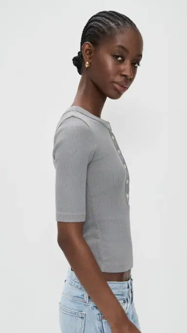 Citizens of Humanity Nali Short Sleeve Henley Tee Balboa | Thumbnail 4 Citizens of Humanity Nali Short Sleeve Henley Tee Balboa | Thumbnail 4