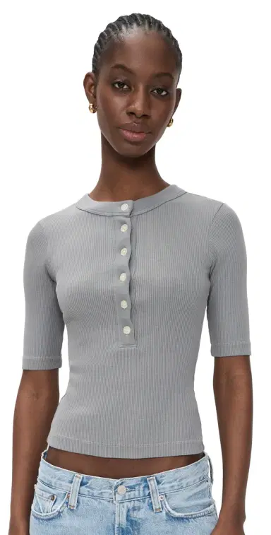 Citizens of Humanity Nali Short Sleeve Henley Tee Balboa | Thumbnail 1 Citizens of Humanity Nali Short Sleeve Henley Tee Balboa | Thumbnail 1