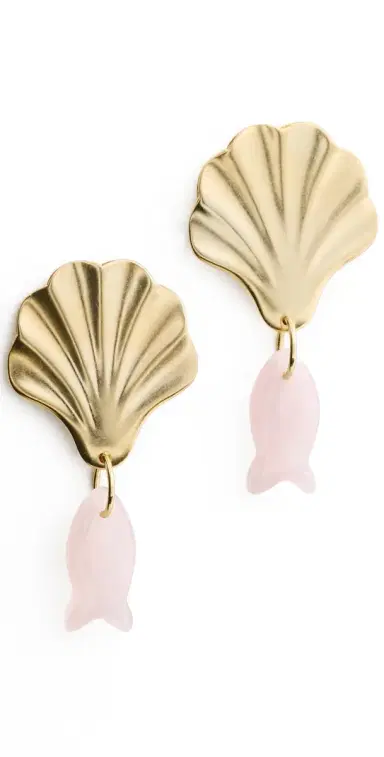 Brinker + Eliza Juno Earrings Rose Quartz | Thumbnail 1 Brinker + Eliza Juno Earrings Rose Quartz | Thumbnail 1