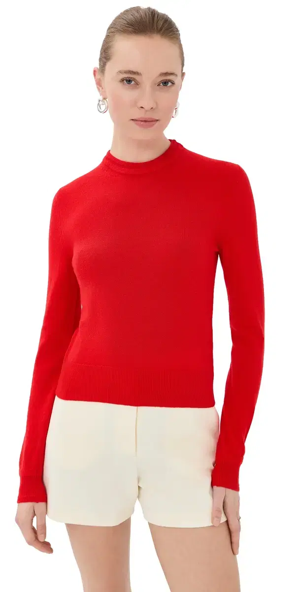 Crew Neck Long Sleeve Sweater Rouge Crew Neck Long Sleeve Sweater Rouge