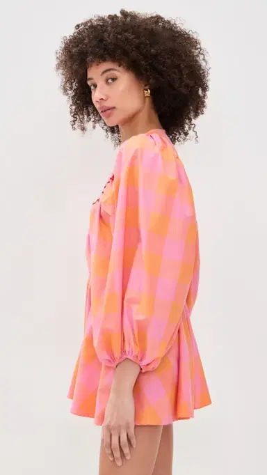 Sundress Alicia Romper Big Gingham Orange And Pink M/L | Thumbnail 4 Sundress Alicia Romper Big Gingham Orange And Pink M/L | Thumbnail 4