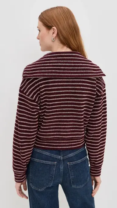Madewell Zip Up Knit Jacket Pomegranate tripe | Thumbnail 3 Madewell Zip Up Knit Jacket Pomegranate tripe | Thumbnail 3