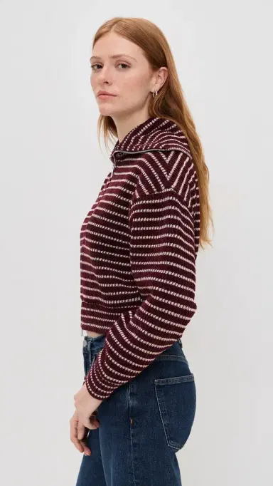 Madewell Zip Up Knit Jacket Pomegranate tripe | Thumbnail 4 Madewell Zip Up Knit Jacket Pomegranate tripe | Thumbnail 4