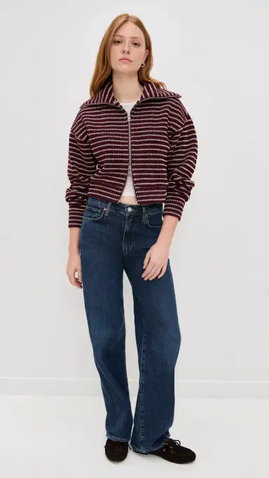 Madewell Zip Up Knit Jacket Pomegranate tripe | Thumbnail 5 Madewell Zip Up Knit Jacket Pomegranate tripe | Thumbnail 5