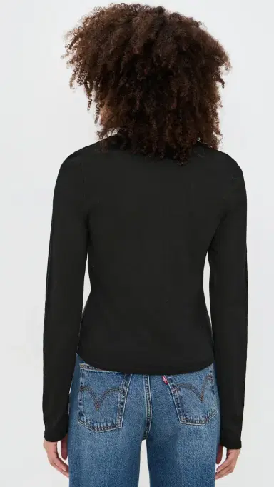 perfectwhitetee Jamie Recycled Cotton Long Sleeve Crew True Black | Thumbnail 3 perfectwhitetee Jamie Recycled Cotton Long Sleeve Crew True Black | Thumbnail 3