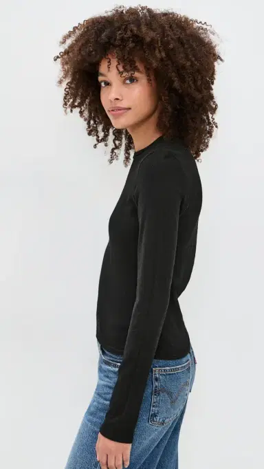 perfectwhitetee Jamie Recycled Cotton Long Sleeve Crew True Black | Thumbnail 4 perfectwhitetee Jamie Recycled Cotton Long Sleeve Crew True Black | Thumbnail 4