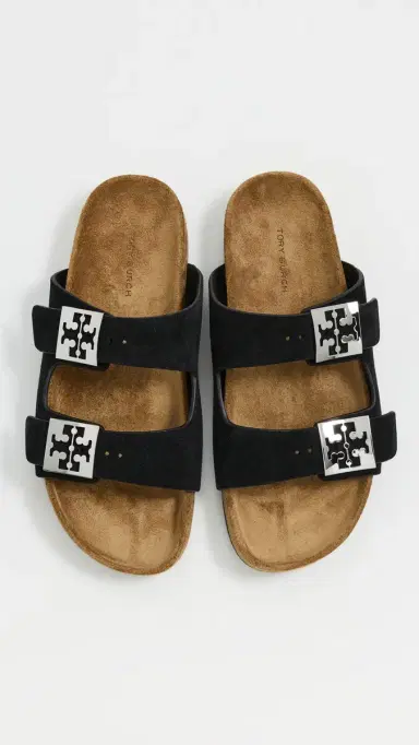 Tory Burch Mellow Slides Perfect Black/Light Teak 9 | Thumbnail 2 Tory Burch Mellow Slides Perfect Black/Light Teak 9 | Thumbnail 2