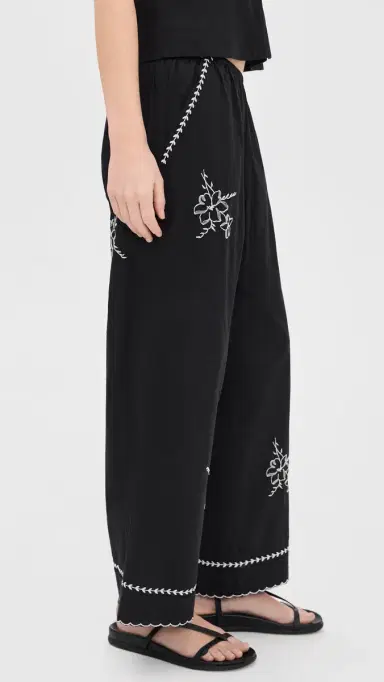 The Great. THE GREAT. The Weekend Hanky Embroidery Pants | Thumbnail 4 The Great. THE GREAT. The Weekend Hanky Embroidery Pants | Thumbnail 4