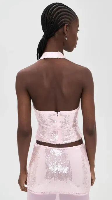Runaway the Label Adeluna Deep Plunge Halter Top Light Pink | Thumbnail 3 Runaway the Label Adeluna Deep Plunge Halter Top Light Pink | Thumbnail 3