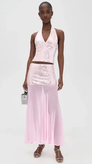 Runaway the Label Adeluna Deep Plunge Halter Top Light Pink | Thumbnail 5 Runaway the Label Adeluna Deep Plunge Halter Top Light Pink | Thumbnail 5