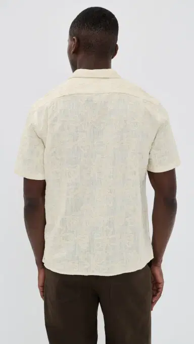 Vince Embroidered Floral Short Sleeve Cabana Shirt Blanco | Thumbnail 3 Vince Embroidered Floral Short Sleeve Cabana Shirt Blanco | Thumbnail 3