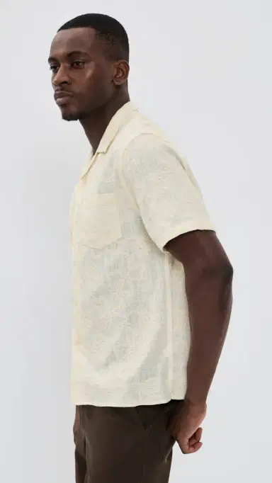 Vince Embroidered Floral Short Sleeve Cabana Shirt Blanco | Thumbnail 4 Vince Embroidered Floral Short Sleeve Cabana Shirt Blanco | Thumbnail 4