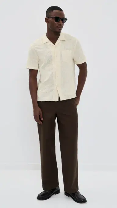 Vince Embroidered Floral Short Sleeve Cabana Shirt Blanco | Thumbnail 5 Vince Embroidered Floral Short Sleeve Cabana Shirt Blanco | Thumbnail 5