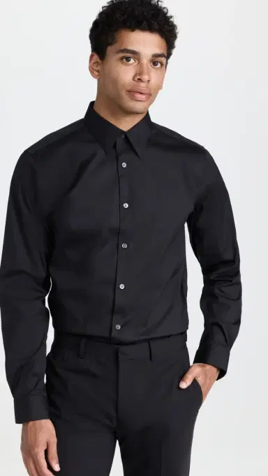Theory ylvain Good Cotton Shirt Black | Thumbnail 2 Theory ylvain Good Cotton Shirt Black | Thumbnail 2