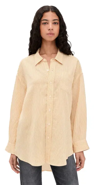 R13 Drop Neck Shirt Orange tripe | Thumbnail 1 R13 Drop Neck Shirt Orange tripe | Thumbnail 1