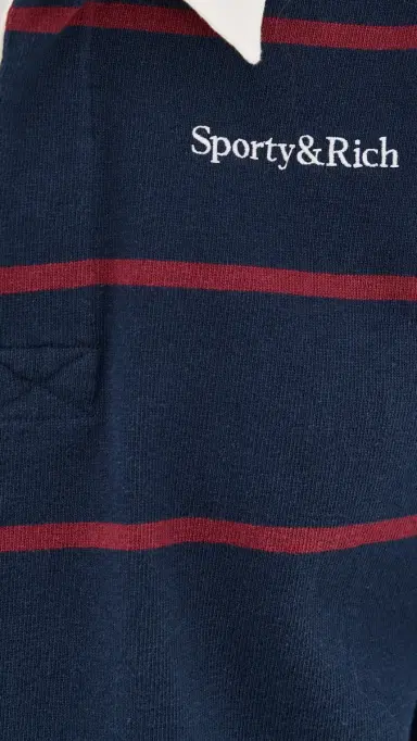 Sporty & Rich Serif Logo Rugby Polo Dark Navy/White/Merlot | Thumbnail 6 Sporty & Rich Serif Logo Rugby Polo Dark Navy/White/Merlot | Thumbnail 6