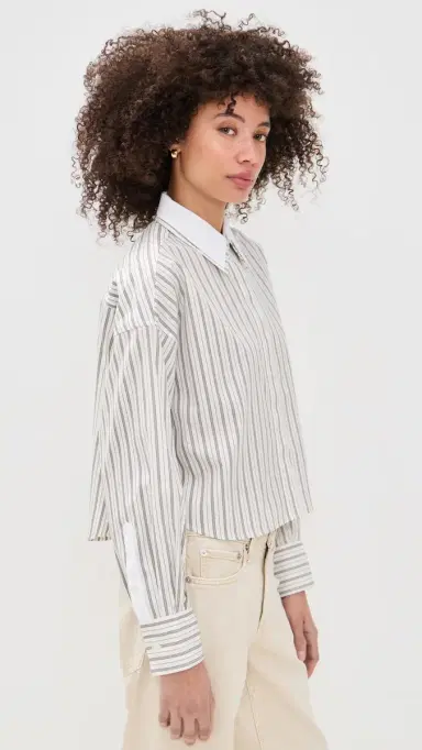 rag & bone Marin tripe Layered Shirt Cream tripe | Thumbnail 4 rag & bone Marin tripe Layered Shirt Cream tripe | Thumbnail 4