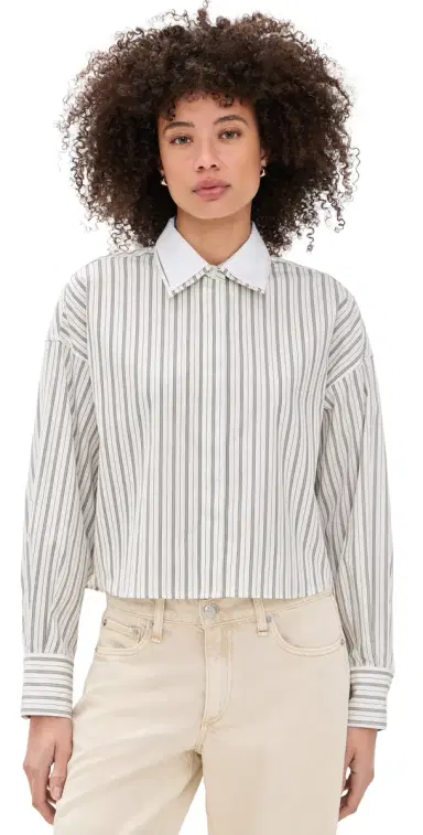 rag & bone Marin tripe Layered Shirt Cream tripe | Thumbnail 1 rag & bone Marin tripe Layered Shirt Cream tripe | Thumbnail 1
