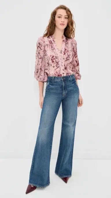 ALICE + OLIVIA Arlette Collared Blouse Mystic Garden English Rose | Thumbnail 5 ALICE + OLIVIA Arlette Collared Blouse Mystic Garden English Rose | Thumbnail 5