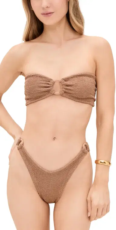 Hunza G Gloria Bikini Set Metallic Cocoa One Size | Thumbnail 1 Hunza G Gloria Bikini Set Metallic Cocoa One Size | Thumbnail 1