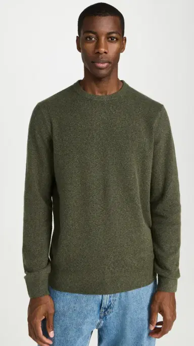 Faherty Jackson Crew Sweater Olive Heather | Thumbnail 2 Faherty Jackson Crew Sweater Olive Heather | Thumbnail 2