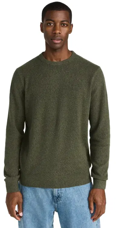 Faherty Jackson Crew Sweater Olive Heather | Thumbnail 1 Faherty Jackson Crew Sweater Olive Heather | Thumbnail 1