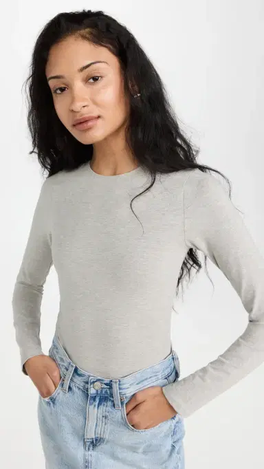 Ambitionist Everyday Classic Long Sleeve Thong Bodysuit Grey | Thumbnail 2 Ambitionist Everyday Classic Long Sleeve Thong Bodysuit Grey | Thumbnail 2