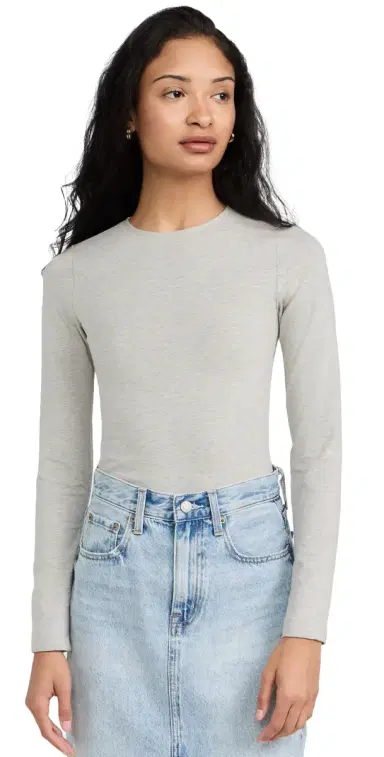 Ambitionist Everyday Classic Long Sleeve Thong Bodysuit Grey | Thumbnail 1 Ambitionist Everyday Classic Long Sleeve Thong Bodysuit Grey | Thumbnail 1