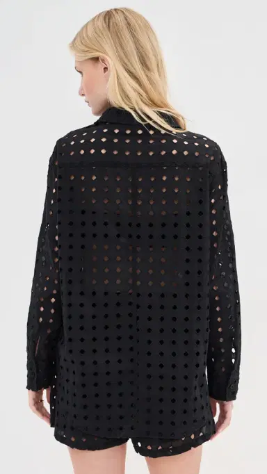 LE BOP Cecilia Long Sleeve Button Down Shirt Black Eyelet | Thumbnail 4 LE BOP Cecilia Long Sleeve Button Down Shirt Black Eyelet | Thumbnail 4