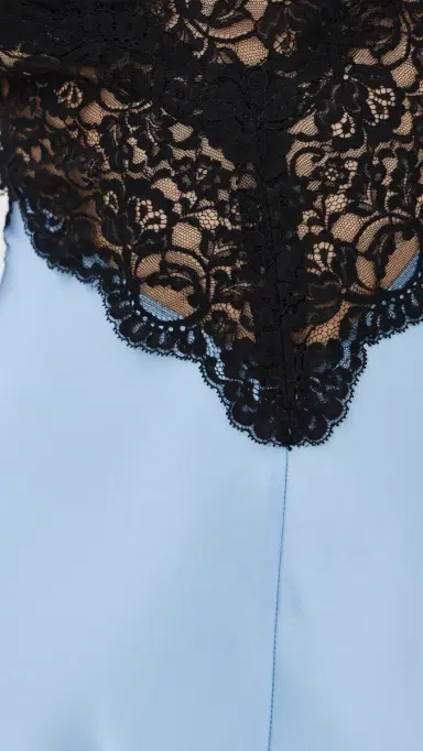 Rodarte Blue Silk Satin Short Sleeve Dress Blue | Thumbnail 6 Rodarte Blue Silk Satin Short Sleeve Dress Blue | Thumbnail 6