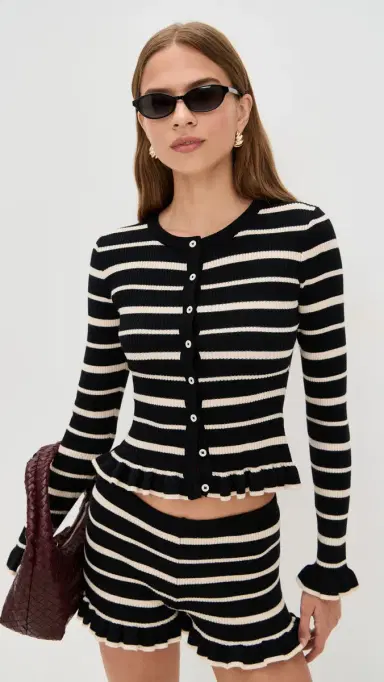 Seven Wonders Donna Long Sleeve Knit Top Black/Cream | Thumbnail 2 Seven Wonders Donna Long Sleeve Knit Top Black/Cream | Thumbnail 2