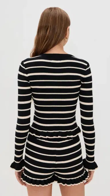 Seven Wonders Donna Long Sleeve Knit Top Black/Cream | Thumbnail 3 Seven Wonders Donna Long Sleeve Knit Top Black/Cream | Thumbnail 3