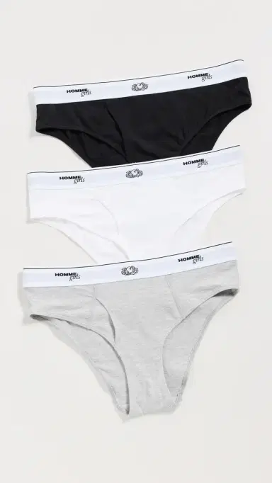 Hommegirls Homme Girls x Fruit of The oom Bikini Briefs 3 Pack Black/Heather Grey/White | Thumbnail 2 Hommegirls Homme Girls x Fruit of The oom Bikini Briefs 3 Pack Black/Heather Grey/White | Thumbnail 2