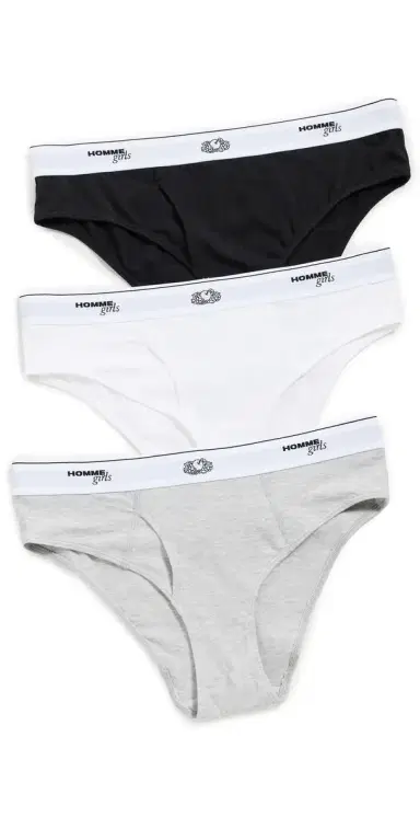 Hommegirls Homme Girls x Fruit of The oom Bikini Briefs 3 Pack Black/Heather Grey/White | Thumbnail 1 Hommegirls Homme Girls x Fruit of The oom Bikini Briefs 3 Pack Black/Heather Grey/White | Thumbnail 1