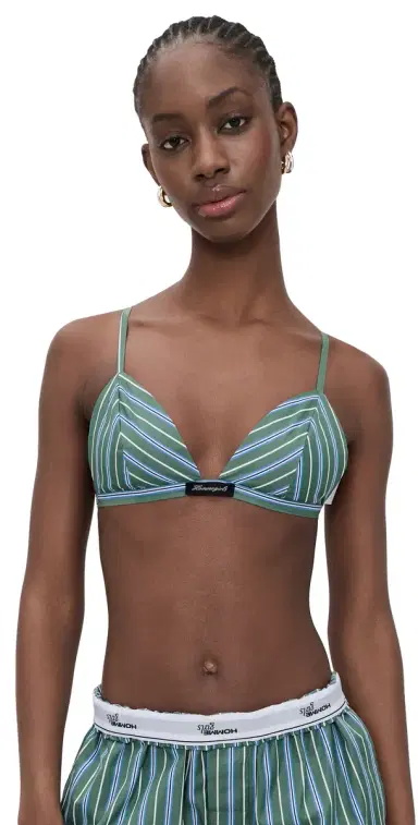Hommegirls Shirting Bralette Green Porto Stripe | Thumbnail 1 Hommegirls Shirting Bralette Green Porto Stripe | Thumbnail 1