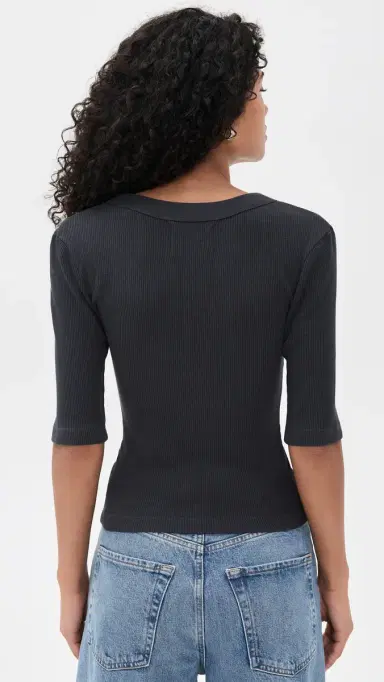 Citizens of Humanity Nali Short Sleeve Henley Charcoal | Thumbnail 3 Citizens of Humanity Nali Short Sleeve Henley Charcoal | Thumbnail 3