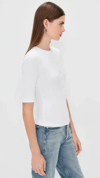 Citizens of Humanity Nali Short Sleeve Henley White | Thumbnail 4 Citizens of Humanity Nali Short Sleeve Henley White | Thumbnail 4