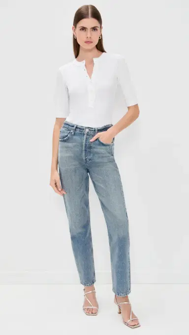 Citizens of Humanity Nali Short Sleeve Henley White | Thumbnail 5 Citizens of Humanity Nali Short Sleeve Henley White | Thumbnail 5