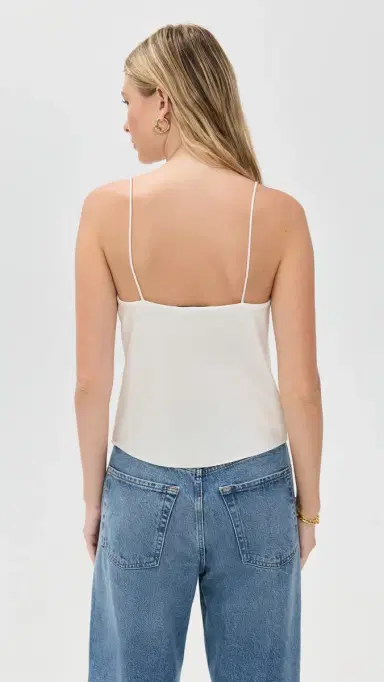 ALICE + OLIVIA Harmon Drapey lip Tank Off White | Thumbnail 3 ALICE + OLIVIA Harmon Drapey lip Tank Off White | Thumbnail 3