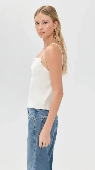 ALICE + OLIVIA Harmon Drapey lip Tank Off White | Thumbnail 4 ALICE + OLIVIA Harmon Drapey lip Tank Off White | Thumbnail 4