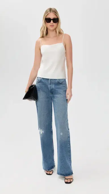 ALICE + OLIVIA Harmon Drapey lip Tank Off White | Thumbnail 5 ALICE + OLIVIA Harmon Drapey lip Tank Off White | Thumbnail 5