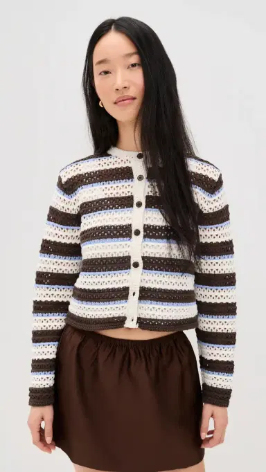 Madewell Striped Crochet Cardigan Sweater And Brown Multi Stripe | Thumbnail 2 Madewell Striped Crochet Cardigan Sweater And Brown Multi Stripe | Thumbnail 2