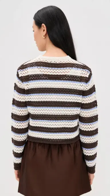 Madewell Striped Crochet Cardigan Sweater And Brown Multi Stripe | Thumbnail 3 Madewell Striped Crochet Cardigan Sweater And Brown Multi Stripe | Thumbnail 3