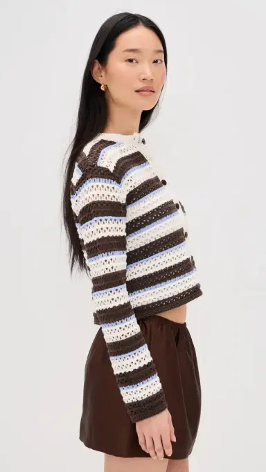Madewell Striped Crochet Cardigan Sweater And Brown Multi Stripe | Thumbnail 4 Madewell Striped Crochet Cardigan Sweater And Brown Multi Stripe | Thumbnail 4