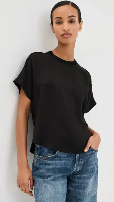 SIMKHAI Addy Knit Back T-hirt Black | Thumbnail 2 SIMKHAI Addy Knit Back T-hirt Black | Thumbnail 2