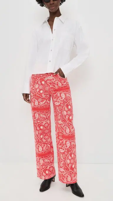 Never Fully Dressed Red Bandana Jeans Red | Thumbnail 5 Never Fully Dressed Red Bandana Jeans Red | Thumbnail 5